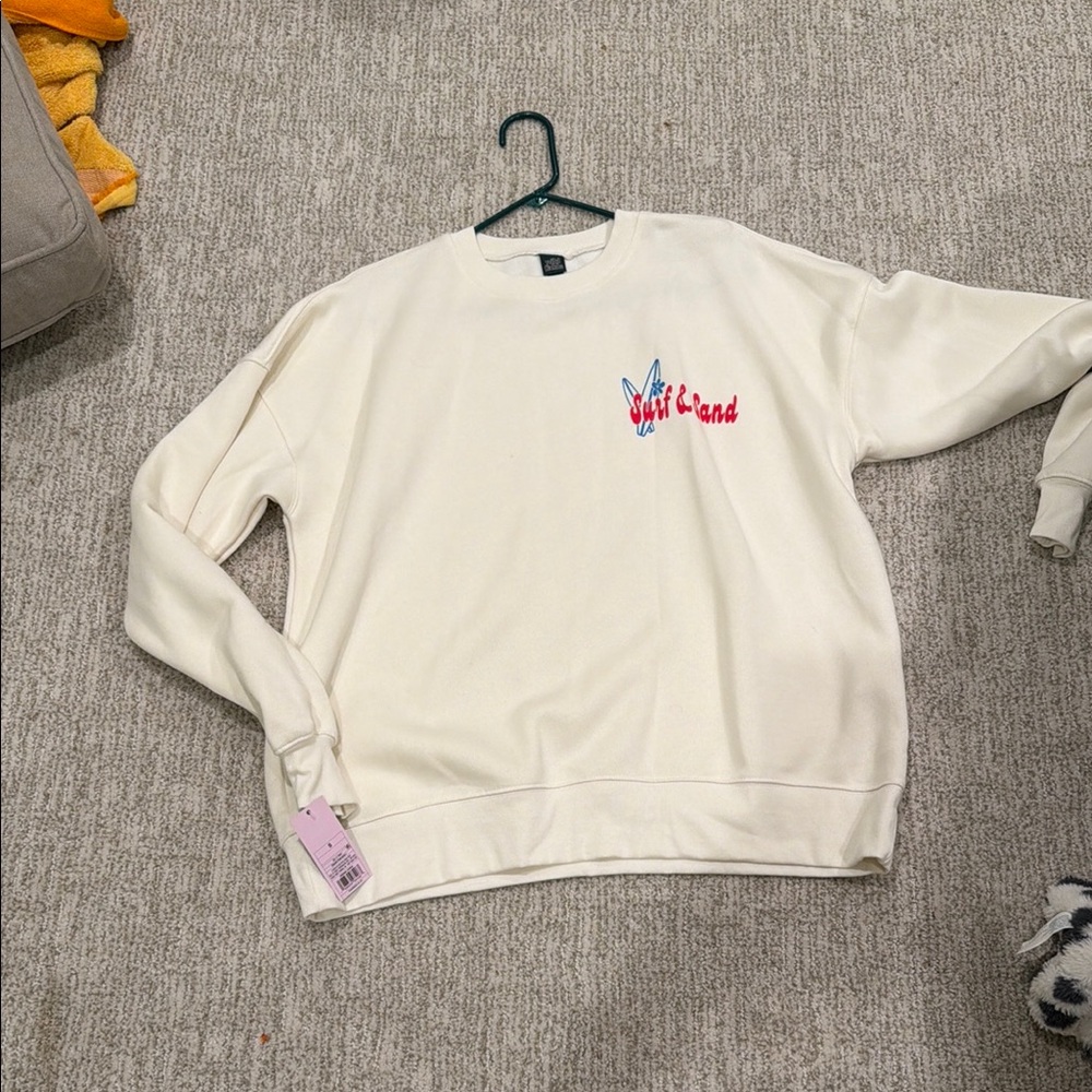 wild fable Cream Crewneck with Red & Blue Script